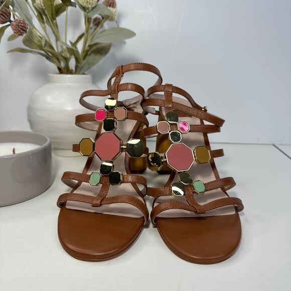 Louise et Cie Lo-Leeba Leather Strappy Heel Toasted Almond Sandal Size 8.5M NWOB - Picture 2 of 10